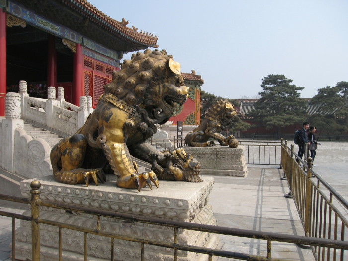 Lions in front of temple